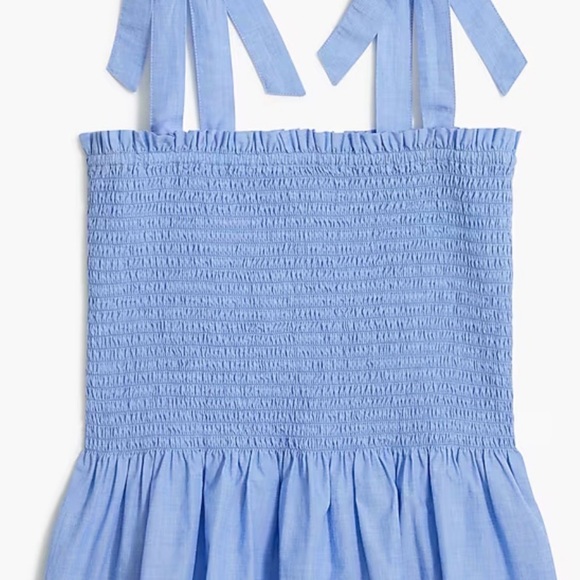 J. Crew Tops - J. Crew Medium Blue Smocked Tie-Shoulder Tank Top Chambray Fabric Stretchy